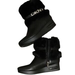 DKNY Black Fur-Trimmed Winter Boots